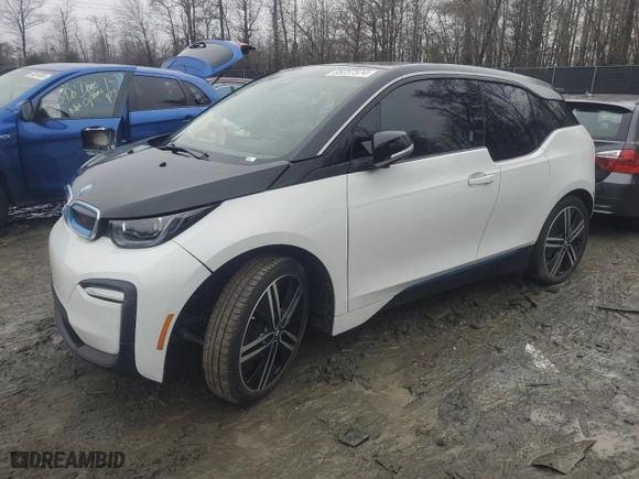 2019 BMW i3 with VIN WBY8P2C55K7E47114, listed as a Copart auction lot 85257574 with 36,348 mi miles and Salvage Title. Bid and sale history available at carsss.com. Image 1.