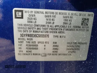 2012 Cadillac SRX Performance Collection with VIN 3GYFNEE36CS655976, listed as a Copart auction lot 47621475 with 144,835 mi miles and Salvage title. Bid and sale history available at DreamBid. Image 13.