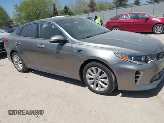 2017 Kia Optima EX with VIN 5XXGU4L38HG142560, listed as a IAAI auction lot 42167391 with 61,015 mi miles and . Bid and sale history available at DreamBid. Image 1.