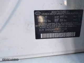 2019 Hyundai Sonata Sport with VIN 5NPE34AF1KH820438, listed as a IAAI auction lot 41353422 with 56,603 mi miles. Bid and sale history available at carsss.com. Image 9.