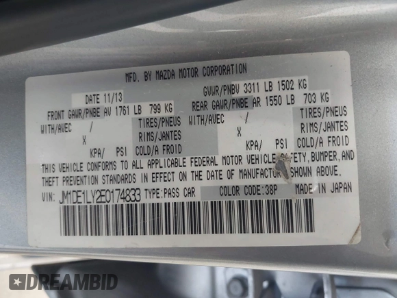 2014 Mazda 2 Touring z VIN JM1DE1LY2E0174833, wystawiony jako IAAI lot #42250632 z przebiegiem 90 168 mil mil oraz . Historia ofert i sprzedaży dostępna na DreamBid. Obrazek 9.