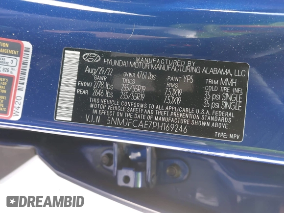 2023 Hyundai Tucson SEL with VIN 5NMJFCAE7PH169246, listed as a IAAI auction lot 42078051 with 18,036 mi miles. Bid and sale history available at carsss.com. Image 9.