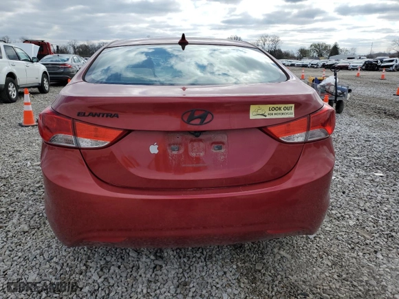 2012 Hyundai Elantra GLS with VIN KMHDH4AEXCU435645, listed as a Copart auction lot 51084635 with 212,753 mi miles and Salvage Title. Bid and sale history available at carsss.com. Image 6.