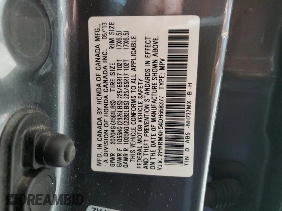 2013 Honda CR-V EX with VIN 2HKRM4H54DH668377, listed as a Copart auction lot 42396315 with 189,292 mi miles and Salvage Title. Bid and sale history available at carsss.com. Image 14.