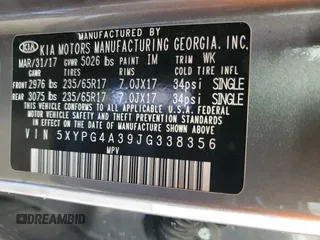 2018 Kia Sorento L with VIN 5XYPG4A39JG338356, listed as a Copart auction lot 48312885 with 110,573 mi miles and Clean Title. Bid and sale history available at carsss.com. Image 13.