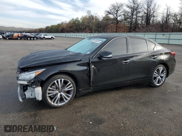 2023 Infiniti Q50 SENSORY with VIN JN1EV7CR1PM543311, listed as a Copart auction lot 49888555 with 15,748 mi miles and Salvage Title. Bid and sale history available at carsss.com. Image 1.