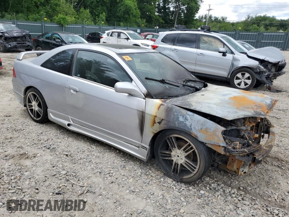 2001 Honda Civic EX with VIN 1HGEM21901L072434, listed as a Copart auction lot 58235774 with 0 mi miles and Salvage Title. Bid and sale history available at carsss.com. Image 4.