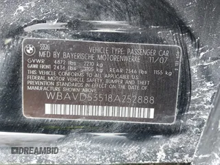 2008 BMW 3 Series 335xi with VIN WBAVD53518A252888, listed as a IAAI auction lot 41362891 with 82,197 mi miles. Bid and sale history available at carsss.com. Image 9.