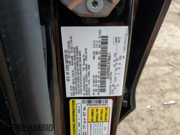 2020 Ford Fusion SE z VIN 3FA6P0HDXLR186671, wystawiony jako Copart lot #49582675 z przebiegiem 37 700 mil mil oraz Szkoda całkowita • Salvage title. Historia ofert i sprzedaży dostępna na DreamBid. Obrazek 14.