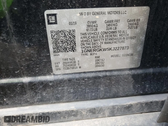2019 Chevrolet Traverse LT Cloth with VIN 1GNERGKW5KJ227873, listed as a Copart auction lot 70670034 with 80,670 mi miles and Salvage Title. Bid and sale history available at carsss.com. Image 15.