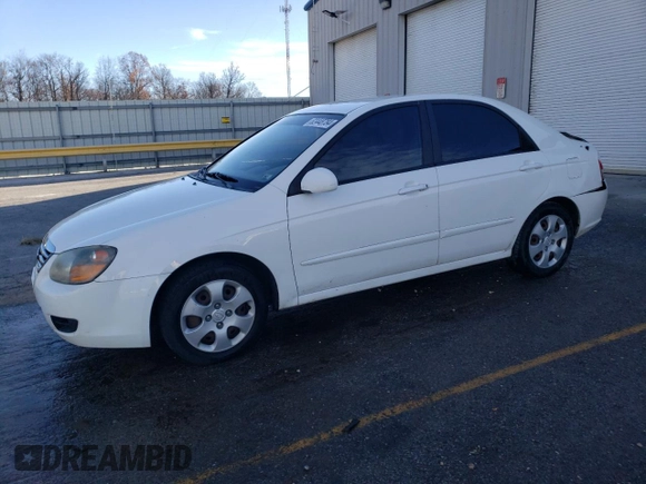 2009 Kia Spectra EX with VIN KNAFE221X95610496, listed as a Copart auction lot 82448784 with 206,627 mi miles and Salvage Title. Bid and sale history available at carsss.com. Image 1.