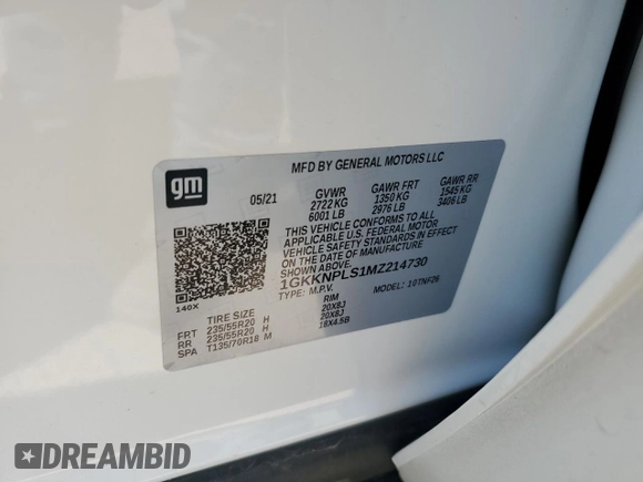 2021 GMC Acadia Denali z VIN 1GKKNPLS1MZ214730, wystawiony jako Copart lot #56895095 z przebiegiem 42 634 mil mil oraz Szkoda całkowita • Salvage title. Historia ofert i sprzedaży dostępna na DreamBid. Obrazek 12.