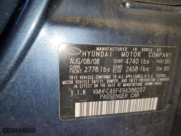 2009 Hyundai Azera Limited with VIN KMHFC46F49A388227, listed as a Copart auction lot 78252334 with 171,784 mi miles and Clean Title. Bid and sale history available at carsss.com. Image 12.