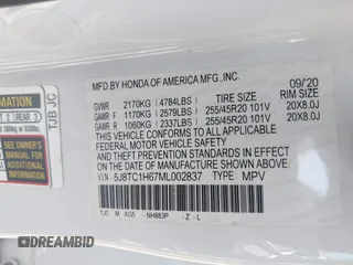 2021 Acura RDX w/A-Spec Package с VIN 5J8TC1H67ML002837, выставлен на аукционе IAAI как лот 42065066 с пробегом 105 000 миль миль и . История ставок и продаж доступна на DreamBid. Изображение 9.
