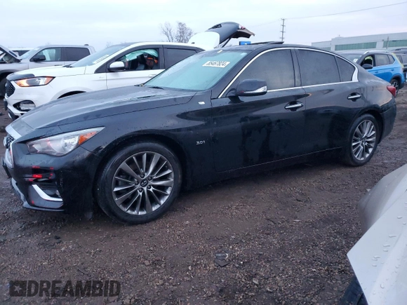 2019 Infiniti Q50 3.0t LUXE with VIN JN1EV7AR7KM551294, listed as a Copart auction lot 85467824 with 70,577 mi miles and Salvage Title. Bid and sale history available at carsss.com. Image 1.