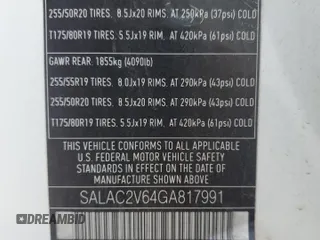 2016 Land Rover LR4 with VIN SALAC2V64GA817991, listed as a Copart auction lot 50204545 with 96,258 mi miles and Salvage Title. Bid and sale history available at DreamBid. Image 13.