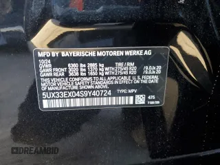 2025 BMW X6 xDrive40i with VIN 5UX33EX04S9Y40724, listed as a Copart auction lot 88339845 with 608 mi miles and Non Repairable. Bid and sale history available at carsss.com. Image 13.