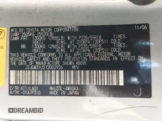 2007 Lexus RX 400h z VIN JTJGW31U272002926, wystawiony jako IAAI lot #41792083 z przebiegiem 227 063 mil mil oraz . Historia ofert i sprzedaży dostępna na DreamBid. Obrazek 9.