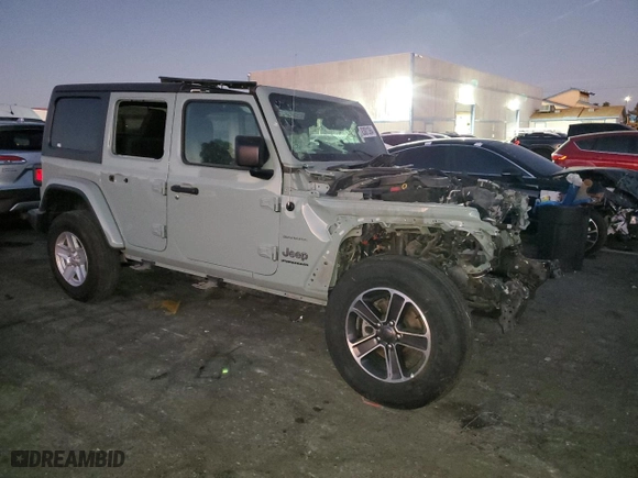 2023 Jeep Wrangler Sahara with VIN 1C4HJXEN3PW702463, listed as a Copart auction lot 83801364 with 34,756 mi miles and Clean Title. Bid and sale history available at carsss.com. Image 4.