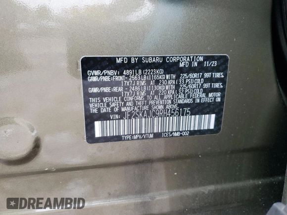 2024 Subaru Forester Wilderness with VIN JF2SKAJC9RH456175, listed as a Copart auction lot 89092135 with 30,545 mi miles and Salvage Title. Bid and sale history available at carsss.com. Image 13.
