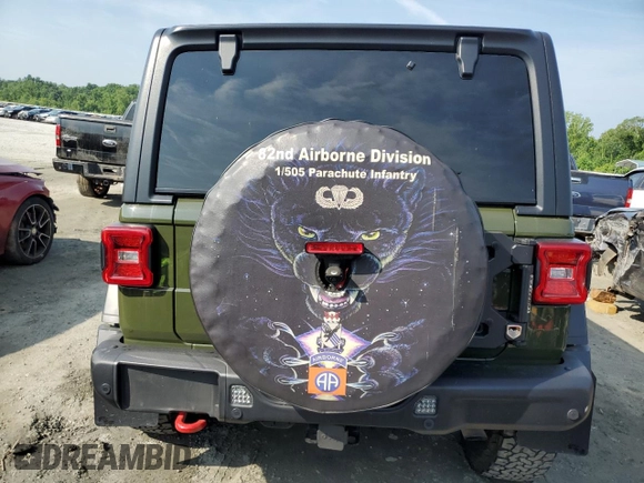 2021 Jeep Wrangler Unlimited Rubicon with VIN 1C4HJXFN4MW789526, listed as a Copart auction lot 59540025 with 33,583 mi miles and Salvage title. Bid and sale history available at DreamBid. Image 6.