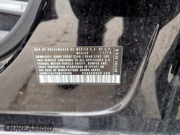 2016 Volkswagen Jetta Sport z VIN 3VWD17AJ7GM278350, wystawiony jako Copart lot #54859285 z przebiegiem 172 922 mil mil oraz Szkoda całkowita • Salvage title. Historia ofert i sprzedaży dostępna na DreamBid. Obrazek 12.