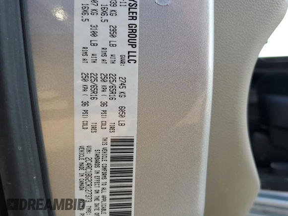 2012 Chrysler Town & Country Touring z VIN 2C4RC1BG2CR127373, wystawiony jako Copart lot #77104484 z przebiegiem 138 263 mil mil oraz Szkoda całkowita • Salvage title. Historia ofert i sprzedaży dostępna na DreamBid. Obrazek 15.