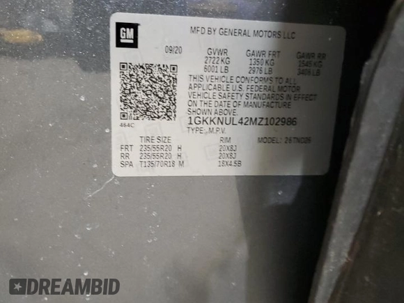 2021 GMC Acadia SLT z VIN 1GKKNUL42MZ102986, wystawiony jako Copart lot #87389364 z przebiegiem 49 925 mil mil oraz Szkoda całkowita • Salvage title. Historia ofert i sprzedaży dostępna na DreamBid. Obrazek 13.
