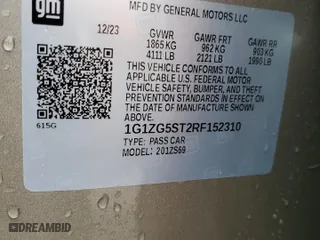 2024 Chevrolet Malibu RS with VIN 1G1ZG5ST2RF152310, listed as a Copart auction lot 83524454 with 7,783 mi miles and Salvage Title. Bid and sale history available at carsss.com. Image 12.