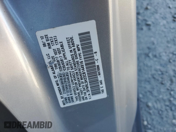 2012 Honda Odyssey LX с VIN 5FNRL5H22CB144916, выставлен на аукционе Copart как лот 53513515 с пробегом 75 764 миль миль и Списание • Salvage title. История ставок и продаж доступна на DreamBid. Изображение 13.