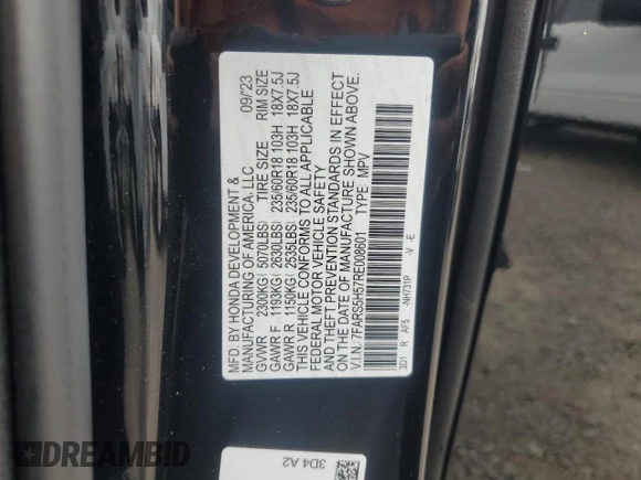 2024 Honda CR-V Sport with VIN 7FARS5H57RE008601, listed as a Copart auction lot 86955664 with Not Provided miles and Salvage Title. Bid and sale history available at DreamBid. Image 13.