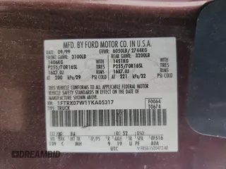 2000 Ford F-150 XL with VIN 1FTRX07W1YKA05317, listed as a Copart auction lot 56207955 with 282,785 mi miles and Salvage title. Bid and sale history available at DreamBid. Image 12.