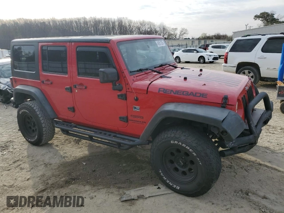 2014 Jeep Wrangler Unlimited Sport with VIN 1C4HJWDG6EL280653, listed as a Copart auction lot 48851205 with 125,211 mi miles and Salvage Title. Bid and sale history available at DreamBid. Image 4.