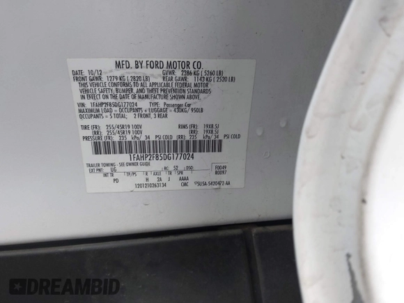 2013 Ford Taurus Limited с VIN 1FAHP2F85DG177024, выставлен на аукционе IAAI как лот 42374078 с пробегом 142 291 миль миль и . История ставок и продаж доступна на DreamBid. Изображение 9.