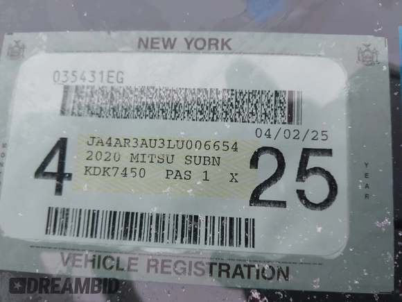 2020 Mitsubishi Outlander Sport ES 2.0 with VIN JA4AR3AU3LU006654, listed as a IAAI auction lot 41565859 with 131,141 mi miles. Bid and sale history available at carsss.com. Image 9.