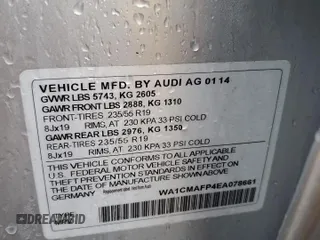 2014 Audi Q5 Premium Plus with VIN WA1CMAFP4EA078661, listed as a Copart auction lot 49681305 with 77,092 mi miles and Salvage title. Bid and sale history available at DreamBid. Image 14.
