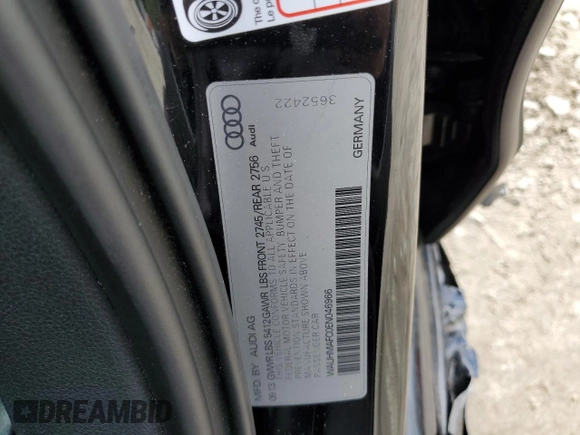2014 Audi A6 Prestige with VIN WAUHMAFC0EN046966, listed as a Copart auction lot 56221765 with 112,042 mi miles and Clean title. Bid and sale history available at DreamBid. Image 12.
