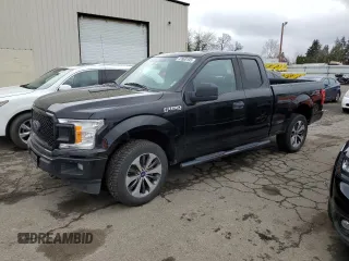 2019 Ford F-150 XL with VIN 1FTEX1EP0KKC22297, listed as a Copart auction lot 47800195 with 96,819 mi miles and Salvage Title. Bid and sale history available at carsss.com. Image 1.