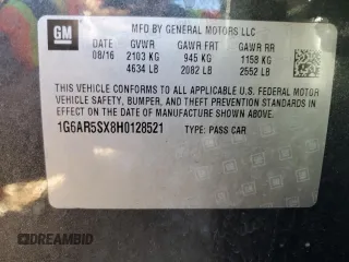 2017 Cadillac CTS Sedan Luxury RWD with VIN 1G6AR5SX8H0128521, listed as a Copart auction lot 48345805 with 107,281 mi miles and Salvage Title. Bid and sale history available at carsss.com. Image 13.