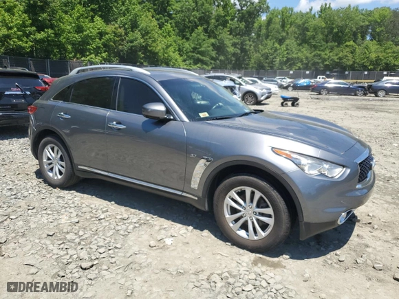 2017 Infiniti QX70 with VIN JN8CS1MW4HM413561, listed as a Copart auction lot 55653464 with 0 mi miles and Salvage Title. Bid and sale history available at carsss.com. Image 4.