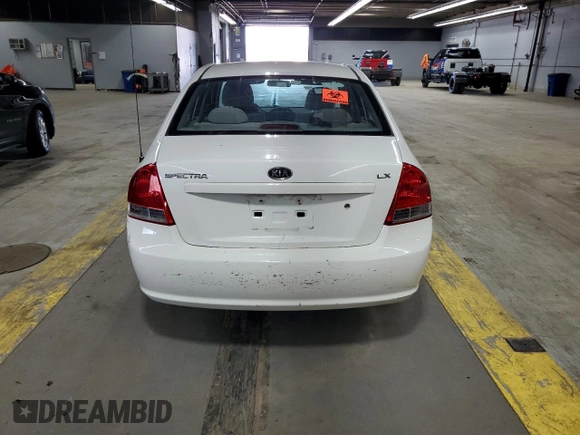 2009 Kia Spectra EX with VIN KNAFE221495654137, listed as a Copart auction lot 55777665 with 187,453 mi miles and Clean Title. Bid and sale history available at DreamBid. Image 6.