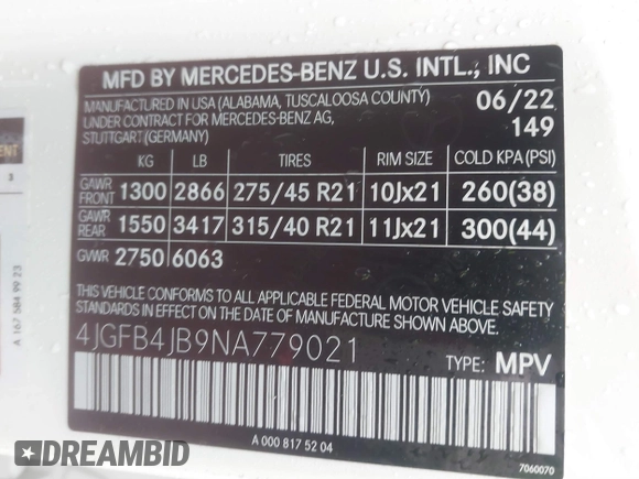2022 Mercedes-Benz GLE 350 z VIN 4JGFB4JB9NA779021, wystawiony jako IAAI lot #41562942 z przebiegiem 35 243 mil mil oraz . Historia ofert i sprzedaży dostępna na DreamBid. Obrazek 9.