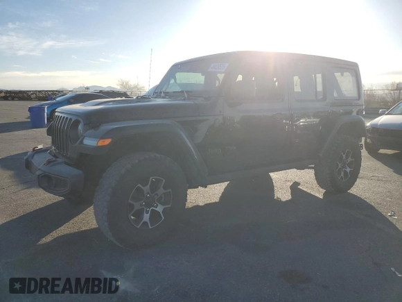 2021 Jeep Wrangler Unlimited Rubicon with VIN 1C4HJXFN4MW517400, listed as a Copart auction lot 44439525 with 31,874 mi miles and Salvage Title. Bid and sale history available at DreamBid. Image 1.
