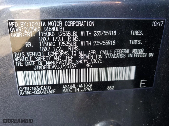 2018 Toyota RAV4 Limited with VIN JTMDFREV9JJ723169, listed as a Copart auction lot 51446425 with 83,593 mi miles and Salvage Title. Bid and sale history available at carsss.com. Image 15.