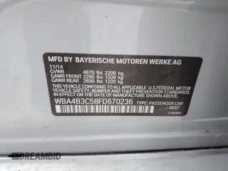 2015 BMW 4 Series 435i xDrive z VIN WBA4B3C58FD670236, wystawiony jako IAAI lot #41364258 z przebiegiem 126 362 mil mil oraz . Historia ofert i sprzedaży dostępna na DreamBid. Obrazek 9.