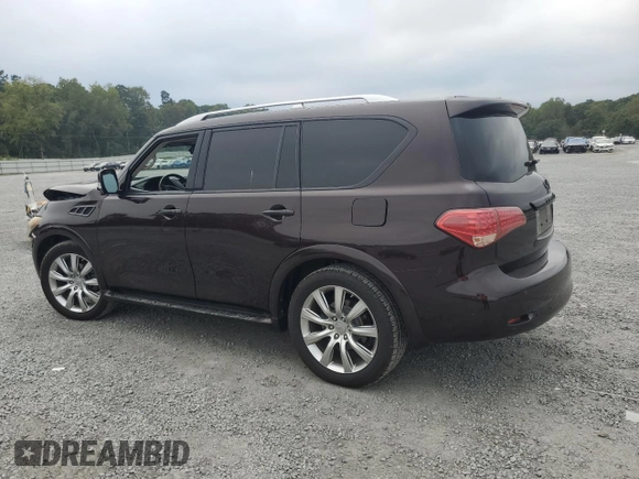 2012 Infiniti QX56 7-passenger with VIN JN8AZ2NFXC9517801, listed as a Copart auction lot 72724824 with 131,185 mi miles and Salvage Title. Bid and sale history available at carsss.com. Image 2.