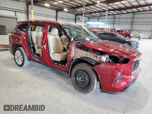 2023 Toyota Highlander L with VIN 5TDKDRAH7PS525652, listed as a Copart auction lot 59927905 with 21,642 mi miles and Salvage title. Bid and sale history available at DreamBid. Image 4.