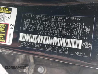 2023 Toyota Camry SE with VIN 4T1G11AKXPU827360, listed as a IAAI auction lot 42217356 with 57,497 mi miles and . Bid and sale history available at DreamBid. Image 9.