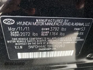 2011 Hyundai Elantra GLS with VIN 5NPDH4AE7BH042263, listed as a Copart auction lot 55201785 with 205,260 mi miles and Clean Title. Bid and sale history available at carsss.com. Image 12.