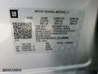 2020 Cadillac XT6 FWD Premium Luxury with VIN 1GYKPERSXLZ218589, listed as a Copart auction lot 46632615 with 57,876 mi miles and Clean Title. Bid and sale history available at carsss.com. Image 14.